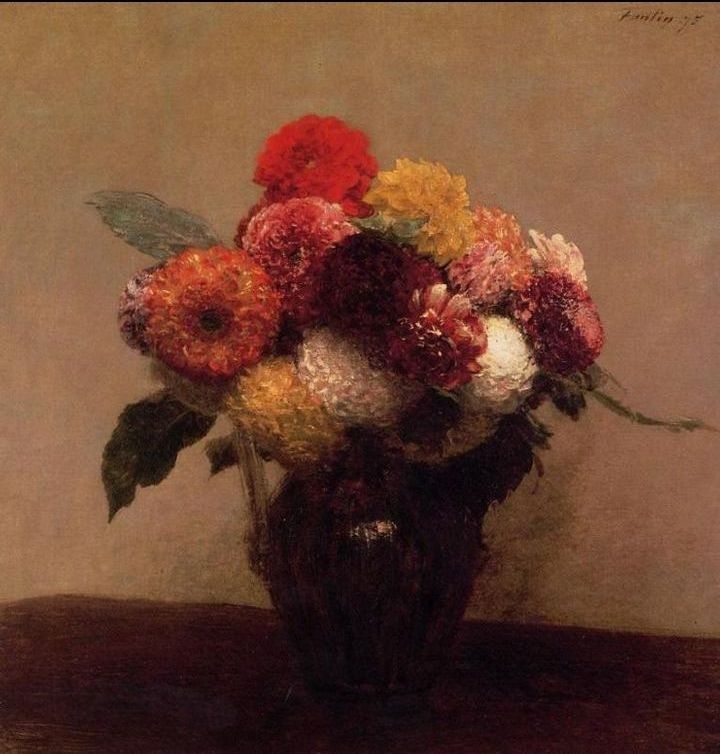 Henri Fantin-Latour Dahlias, Queens Daisies, Roses and Corn Flowers I